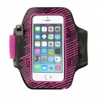 Неопреновый спортивный чехол на руку с подсветкой для Apple iPhone 5/5S/SE Рожевий (21369)