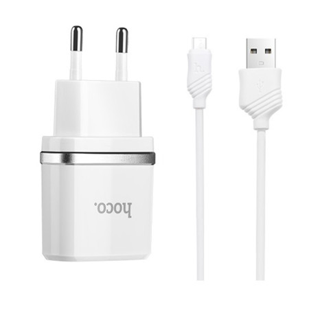 СЗУ Hoco C11 USB Charger 1A (+кабель microUSB 1м) Білий (14962)