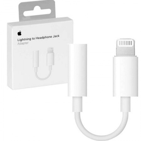 Адаптер для Apple Lightning to 3.5mm Headphone Jack (ААА) (box, no logo) Білий (29721)