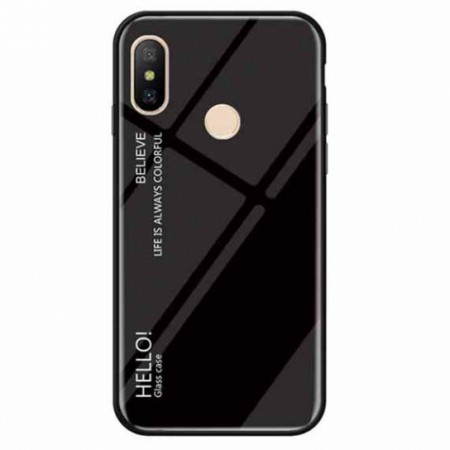 TPU+Glass чехол Gradient HELLO для Xiaomi Redmi Note 6 Pro Черный (1347)