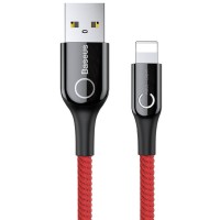 Дата кабель Baseus C-shaped (со световым индикатором) USB to Lightning 2.4A (1m) (CALCD) Красный (28737)