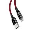 Дата кабель Baseus C-shaped (со световым индикатором) USB to Lightning 2.4A (1m) (CALCD) Червоний (28737)