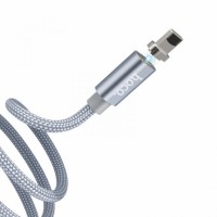 Дата кабель Hoco U40А Magnetic плетеный USB to Lightning (1m) Серый (21105)