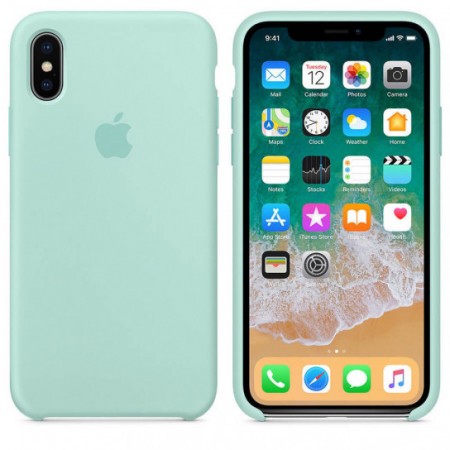 Чехол Silicone Case (AA) для Apple iPhone X (5.8'') / XS (5.8'') Бирюзовый (23640)