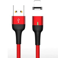Дата кабель USAMS US-SJ326 U28 Magnetic USB to Lightning (1m) (2.4A) Червоний (13894)
