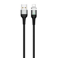 Дата кабель USAMS US-SJ326 U28 Magnetic USB to Lightning (1m) (2.4A) Сірий (13895)
