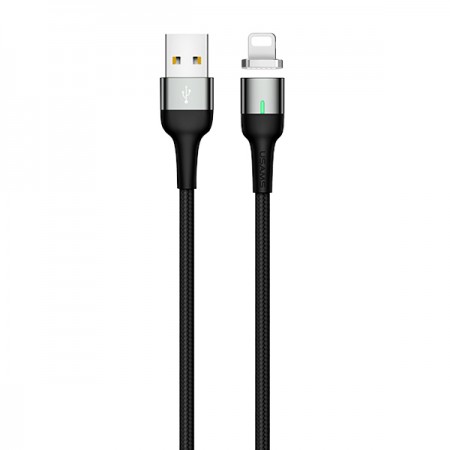 Дата кабель USAMS US-SJ326 U28 Magnetic USB to Lightning (1m) (2.4A) Сірий (13895)