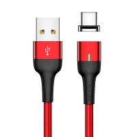Дата кабель USAMS US-SJ327 U28 Magnetic USB to Type-C (1m) (3A) Червоний (13898)