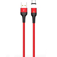 Дата кабель USAMS US-SJ328 U28 Magnetic USB to MicroUSB (1m) (3A) Червоний (13897)