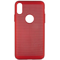 Ультратонкий дышащий чехол Grid case для iPhone X (5.8'') / XS (5.8'') Красный (1666)