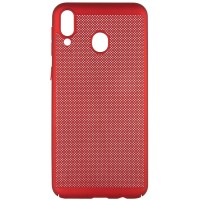 Ультратонкий дышащий чехол Grid case для Samsung Galaxy M20 Красный (1683)