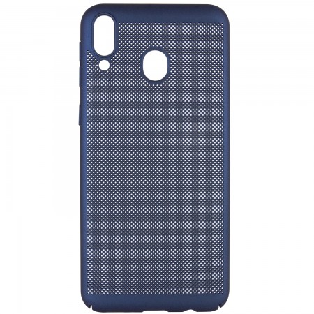 Ультратонкий дышащий чехол Grid case для Samsung Galaxy M20 Синий (1685)