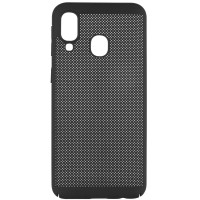 Ультратонкий дышащий чехол Grid case для Samsung Galaxy A40 (A405F) Черный (1692)