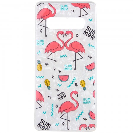 Накладка Glue Case Фламинго для Samsung Galaxy S10+ Белый (12219)
