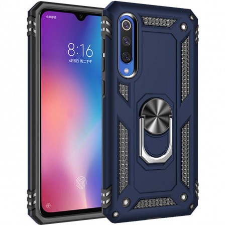 Ударопрочный чехол Serge Ring магнитный держатель для Xiaomi Mi 9 SE Синій (2036)