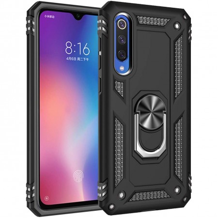 Ударопрочный чехол Serge Ring магнитный держатель для Xiaomi Mi 9 SE Чорний (2037)