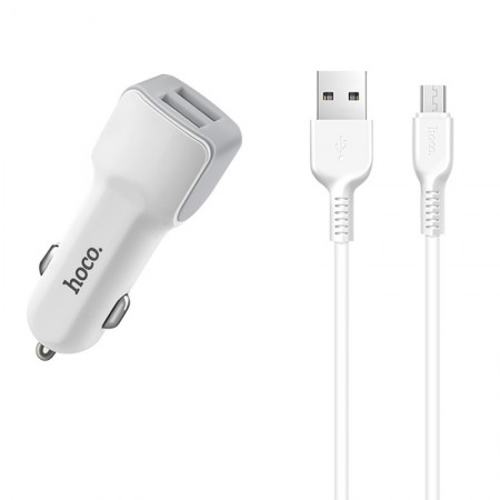 АЗУ Hoco Z23 Grand Style + Cable (Micro) 2.4A 2USB Белый (14972)
