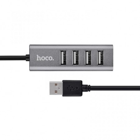 Переходник HUB Hoco HB1 USB to USB 2.0 (4 port) (1m) Серый (28284)