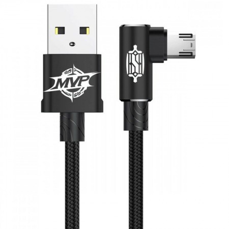 Дата кабель Baseus MVP Elbow Micro-USB Cable 2.4A (1m) (CAMMVP) Чорний (29428)