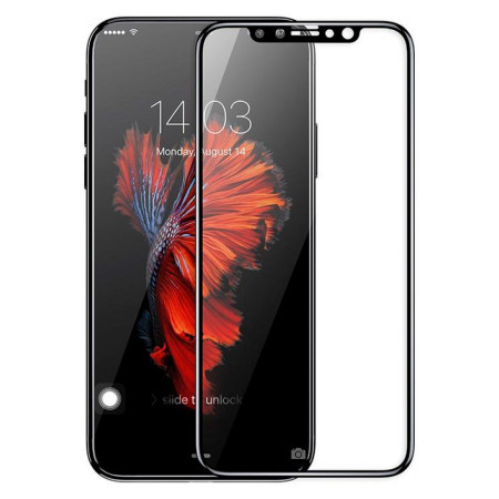 Защитное стекло 3D 9H (full glue) (тех.пак) для Apple iPhone X / XS / 11 Pro (5.8'') Чорний (21111)