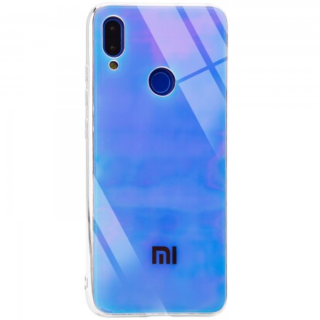 TPU+Glass чехол Gradient Rainbow с лого для Xiaomi Redmi 7 Голубой (2120)