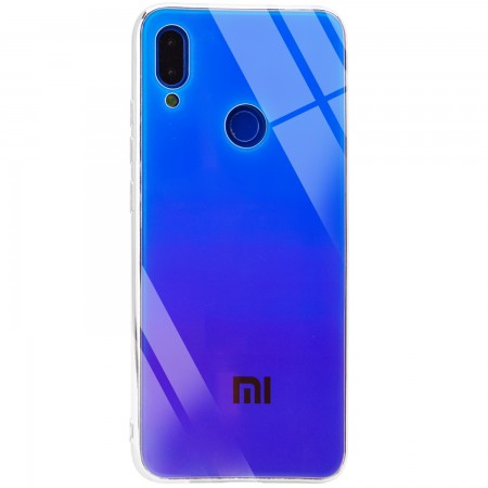 TPU+Glass чехол Gradient Rainbow с лого для Xiaomi Redmi 7 Синий (2122)