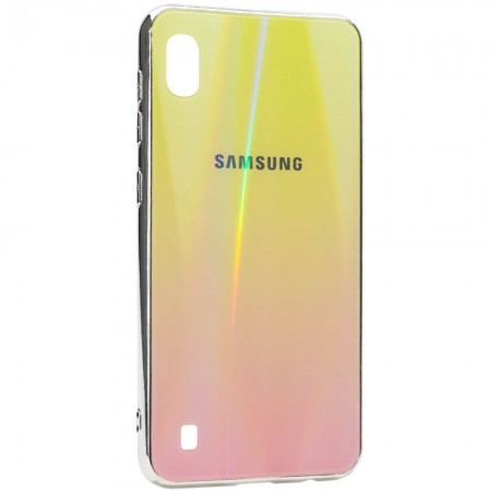 TPU+Glass чехол Gradient Aurora с лого для Samsung Galaxy A10 (A105F) Розовый (2150)