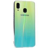 TPU+Glass чехол Gradient Aurora с лого для Samsung Galaxy A20 / A30 Зелений (2152)