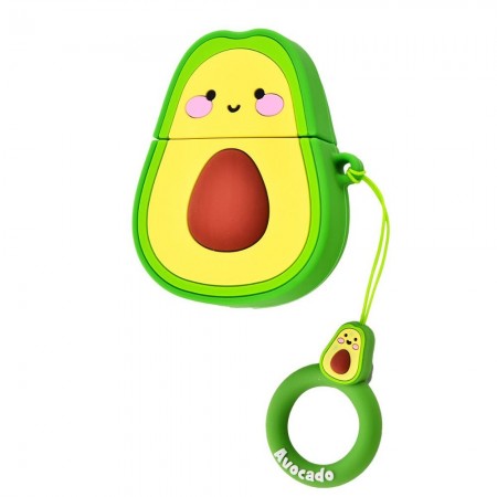 Силиконовый футляр Smile Fruits series для наушников AirPods 1/2 + кольцо Зелений (16115)
