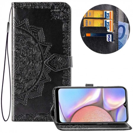 Кожаный чехол (книжка) Art Case с визитницей для Samsung Galaxy A10s Чорний (13141)