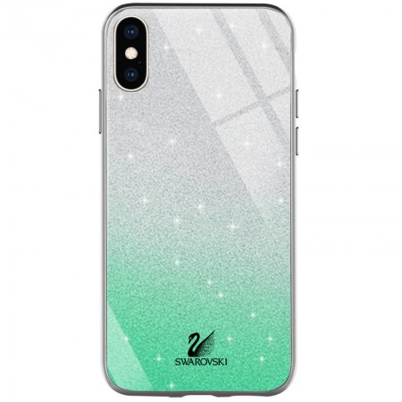 TPU+Glass чехол Swarovski для Apple iPhone X / XS (5.8'') Бирюзовый (3293)