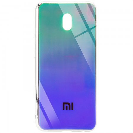 TPU+Glass чехол Gradient Rainbow с лого для Xiaomi Redmi 8a Зелёный (3738)