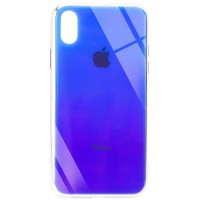 TPU+Glass чехол Gradient Rainbow с лого для Apple iPhone X / XS (5.8'') Синій (12362)