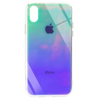 TPU+Glass чехол Gradient Rainbow с лого для Apple iPhone XS Max (6.5'') Зелений (3746)