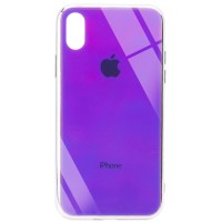 TPU+Glass чехол Gradient Rainbow с лого для Apple iPhone XS Max (6.5'') Фіолетовий (3748)