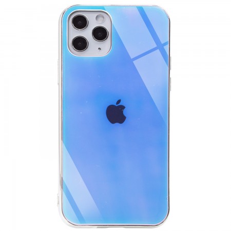 TPU+Glass чехол Gradient Rainbow с лого для Apple iPhone 11 Pro Max (6.5'') Блакитний (3749)