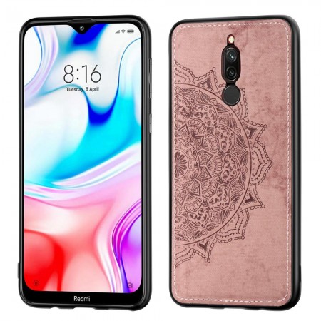 TPU+Textile чехол Mandala с 3D тиснением для Xiaomi Redmi 8 Рожевий (3791)