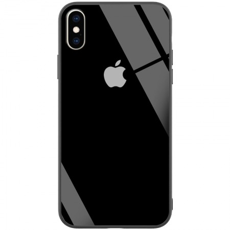 TPU+Glass чехол GLOSSY Logo series для Apple iPhone XS Max (6.5'') Черный (12372)