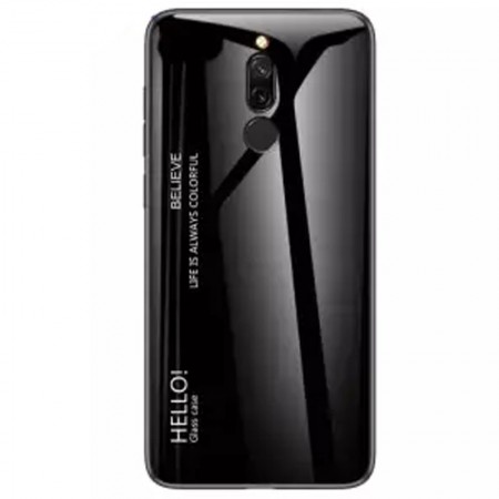 TPU+Glass чехол Gradient HELLO для Xiaomi Redmi 8 Черный (4181)
