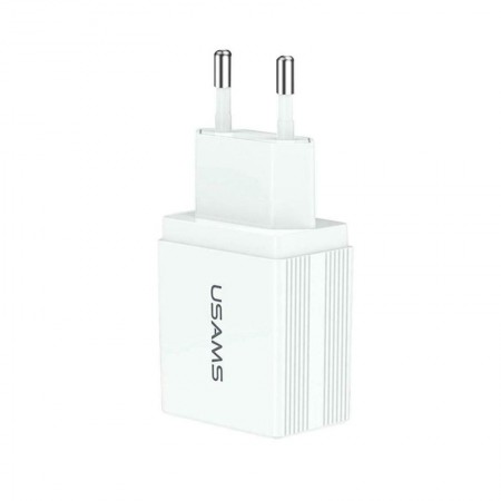МЗП USAMS US-CC090 T24 2.1A Dual USB Travel Charger （EU） Білий (37666)