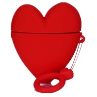 Силиконовый футляр Lucky Heart series для наушников AirPods 1/2 + кольцо Червоний (16141)