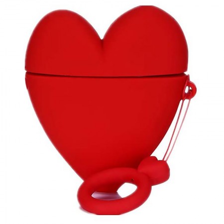 Силиконовый футляр Lucky Heart series для наушников AirPods 1/2 + кольцо Червоний (16141)