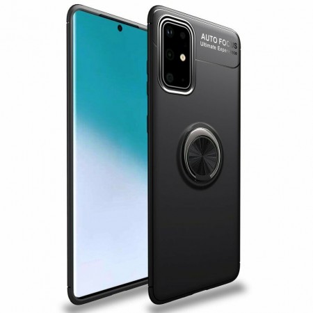 TPU чехол Deen ColorRing под магнитный держатель (opp) для Samsung Galaxy A71 Черный (4935)