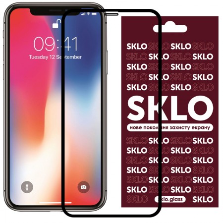 Защитное стекло SKLO 3D (full glue) для Apple iPhone 11 Pro / X / XS (5.8'') Чорний (19582)