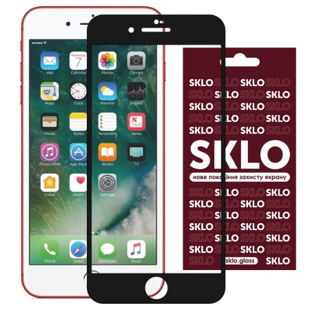 Защитное стекло SKLO 3D (full glue) для Apple iPhone 7 / 8 / SE (2020) (4.7'') Чорний (19585)