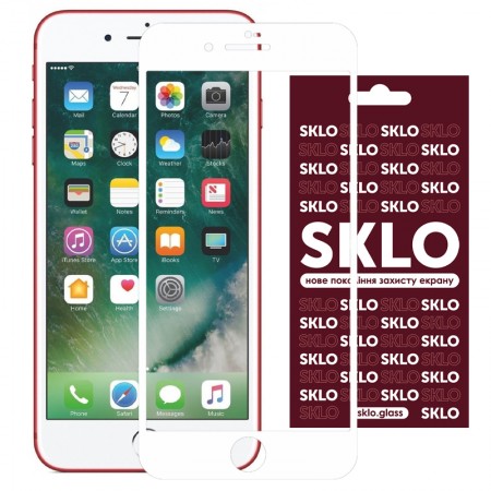 Защитное стекло SKLO 3D (full glue) для Apple iPhone 7 / 8 / SE (2020) (4.7'') Білий (19584)