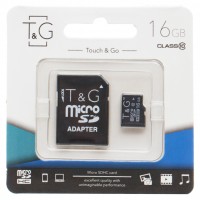 Карта памяти T&G microSDHC 16GB class 10 (с адаптером) Черный (29035)