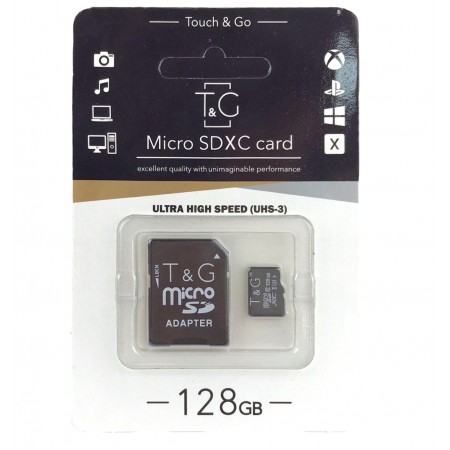 Карта памяти T&G microSDHC 128 GB class 10 (с адаптером) Черный (21682)