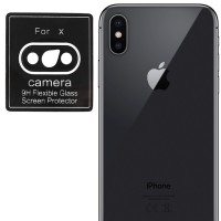 Гибкое защитное стекло 0.18mm на камеру (тех.пак) для Apple iPhone X / XS/ XS Max Черный (13434)