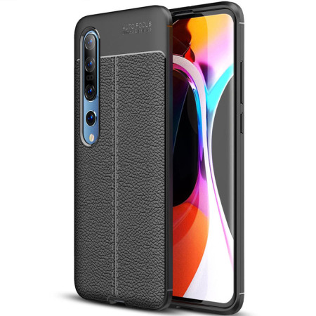 TPU чехол фактурный (с имитацией кожи) для Xiaomi Mi 10 / Mi 10 Pro Чорний (17330)
